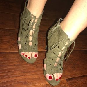 Wild Diva Lounge Caged Lace-Up Booties